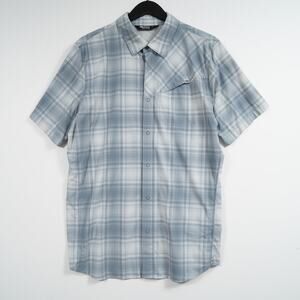 Outdoor Research Astroman Sun Shirt Men’s L Lead Plaid Stretch Short Sleeve